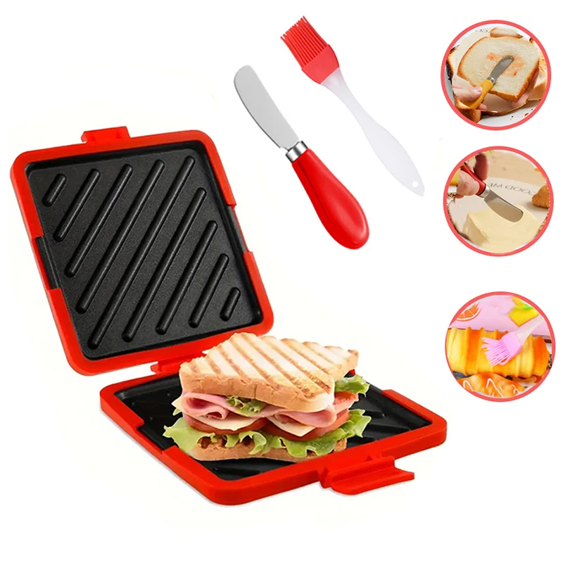 Kitchen Baking Set - เครื่องปิ้งขนมปังแบบ 3 ชิ้น พร้อมมีดเนยและแปรงทาน้ำมัน ชุดอุปกรณ์ครัวสำหรับทำขนมปังปิ้งและแซนวิช