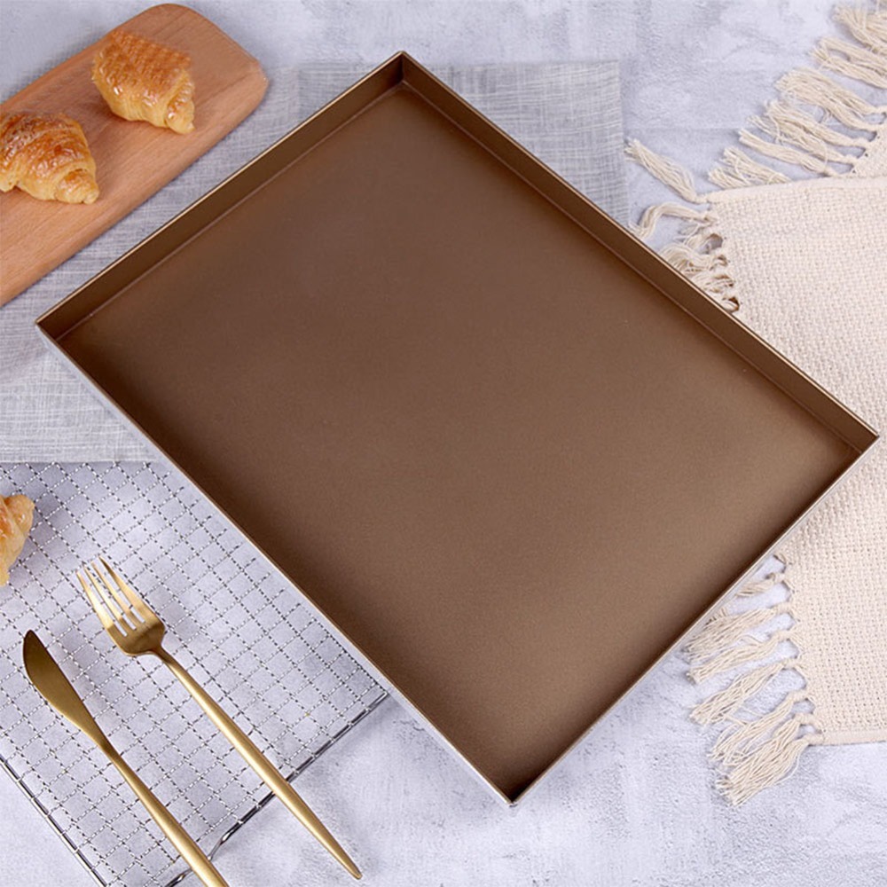 Kitchen Baking Corner - ถาดอบขนมอลูมิเนียม แบบไม่ติดกระทะ มุมโค้งมน ถาดคุกกี้ ก้นแบน ง่ายต่อการปล่อยขนมออกจากถาด