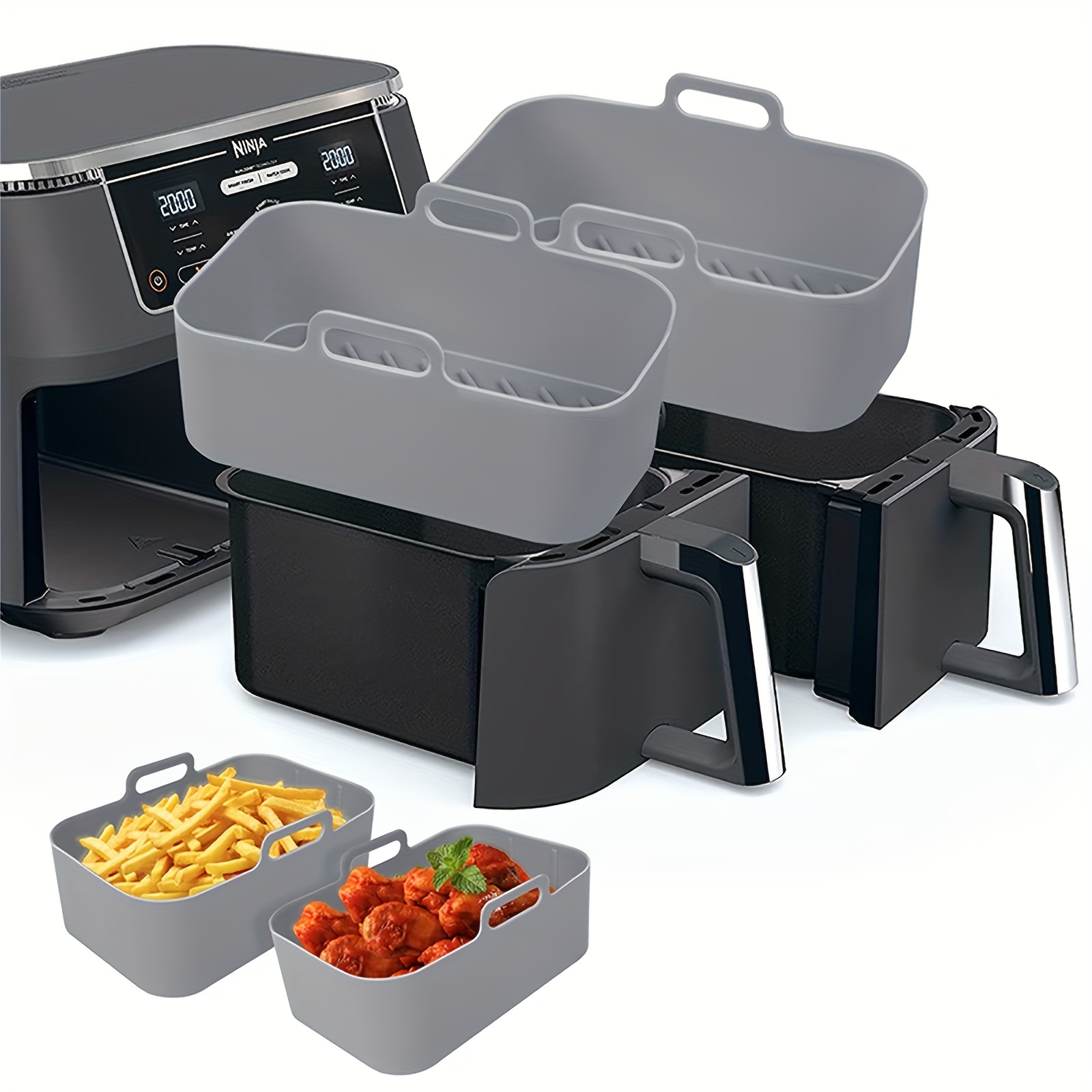Kitchen Baking Tray - 1/2Pcs Air FryerซิลิโคนถาดReusable Ninja Dualตะกร้าBaking Panเตาอบหม้อแผ่นLiner