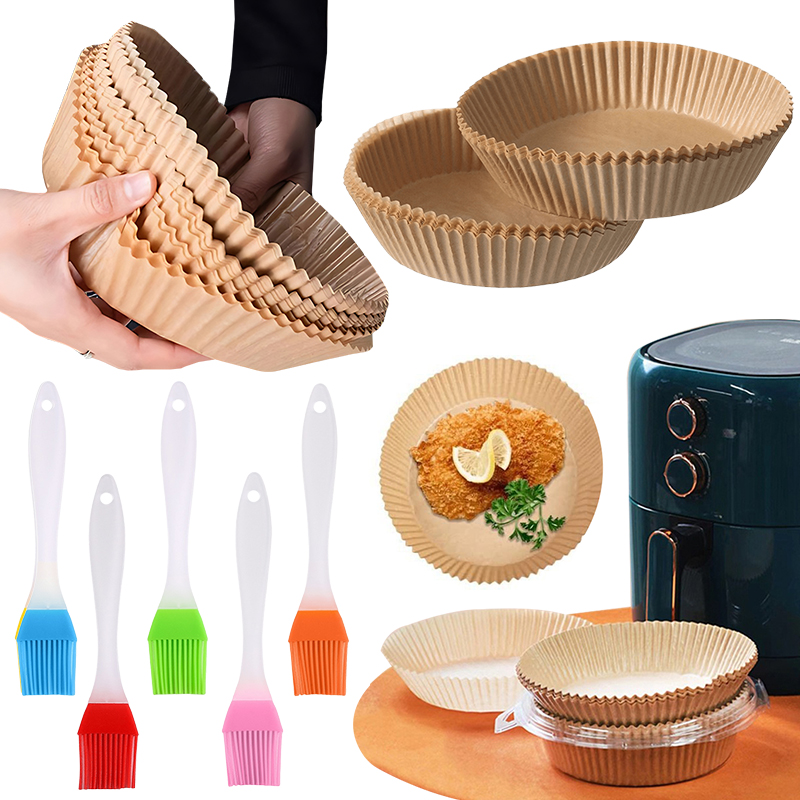 Kitchen Baking Set - 50/100PCS Air Fryer กระดาษสีสุ่มแปรงน้ํามัน 16 ซม./18