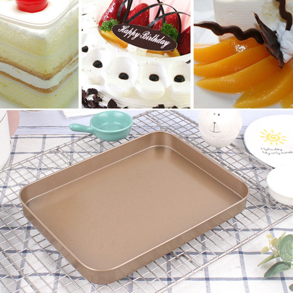 Kitchen Baking Tray - ถาดอบเค้กสี่เหลี่ยมผืนผ้าเหล็กคาร์บอน ขนาด 10 นิ้ว แบบไม่ติดกระทะ สำหรับอบเค้กชั้นในครัวเรือน