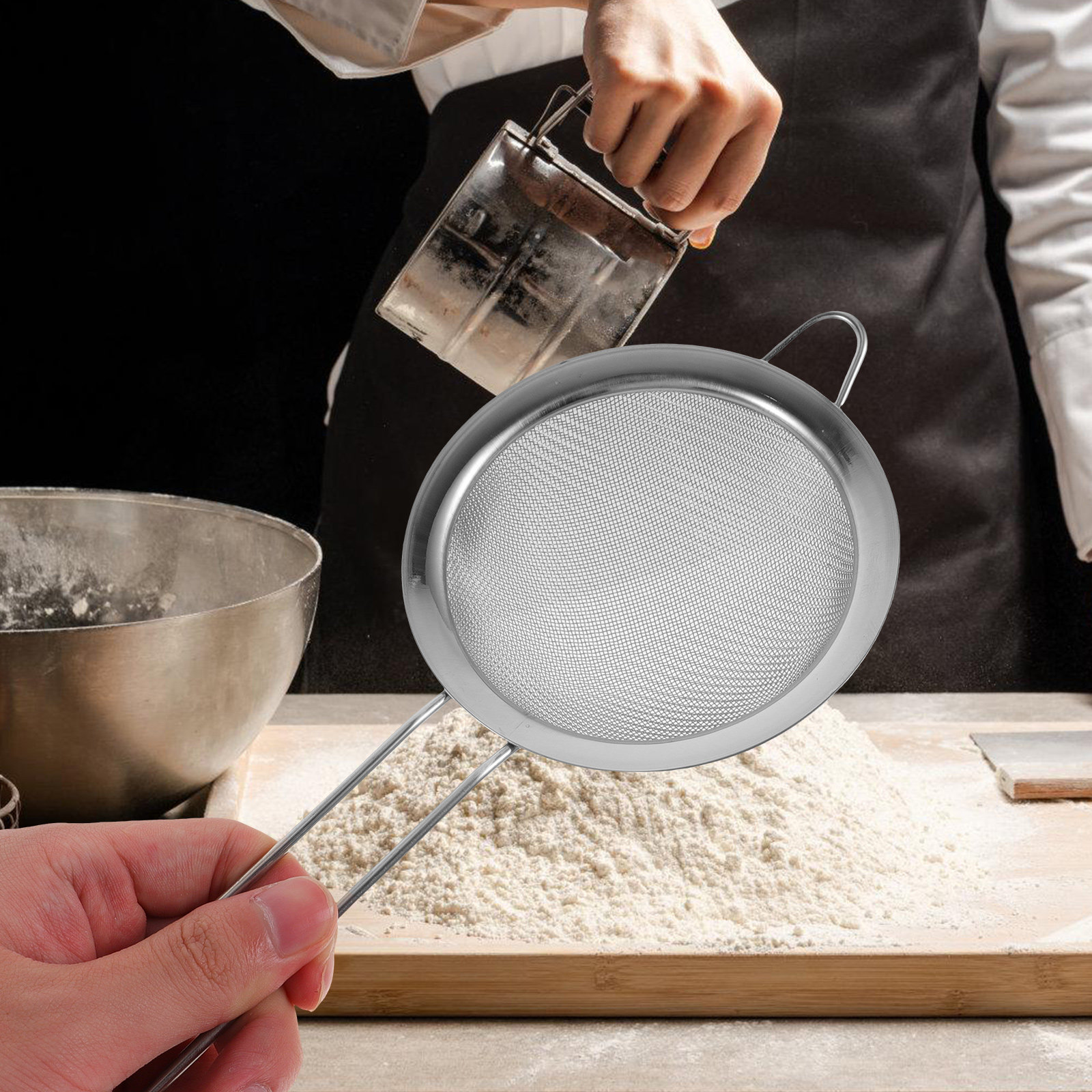 ตะแกรงร่อนแป้งสแตนเลสแบบตาข่าย - Baking Powder Kitchen บทวิจารณ์และราคา
